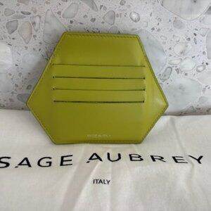 Sage Aubrey Leather Credit Card Holder - Lime Green